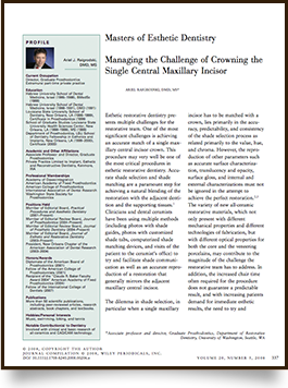 Managing the Challenge of Crowning the Single Central Maxillary Incisor article at Aesthetic Restorative & Implant Dentistry Northwest